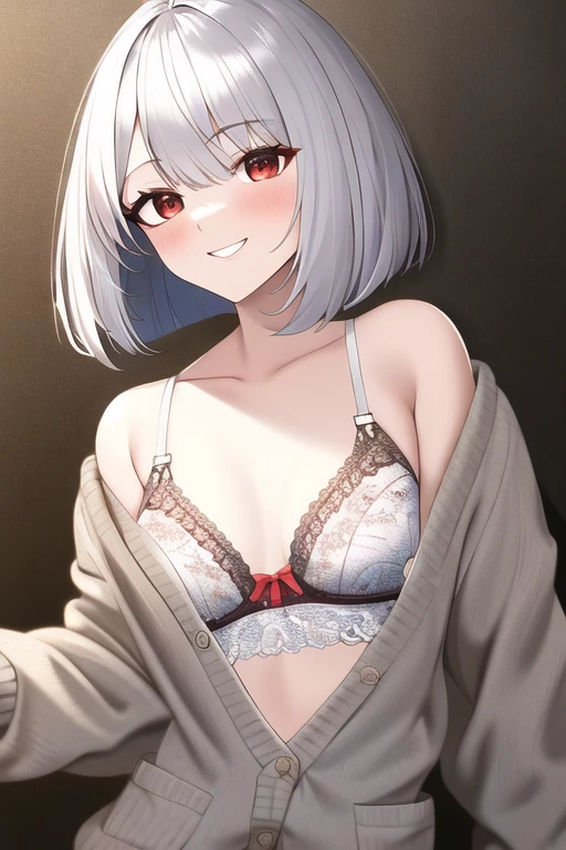 [NovelAI] Cardigan Seductive smile Bob Small breasts Underwear [Illustration]
